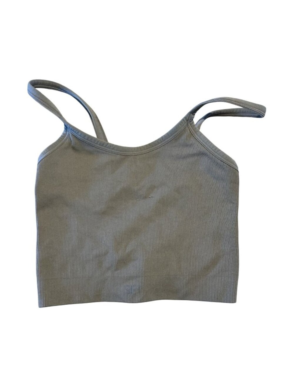 SET Active Sculptflex Ribbed Crop Taupe Grey Tank Top Women's Size X-Small XS